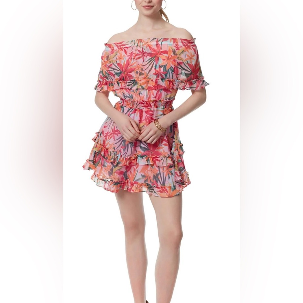 Jessica Simpson Vibrant Floral off the shoulder dress